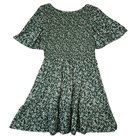 Ueal Women floral Smocked Midi Dress L Boho Paesant Fairy Festival Cottagecore - Picture 5 of 12